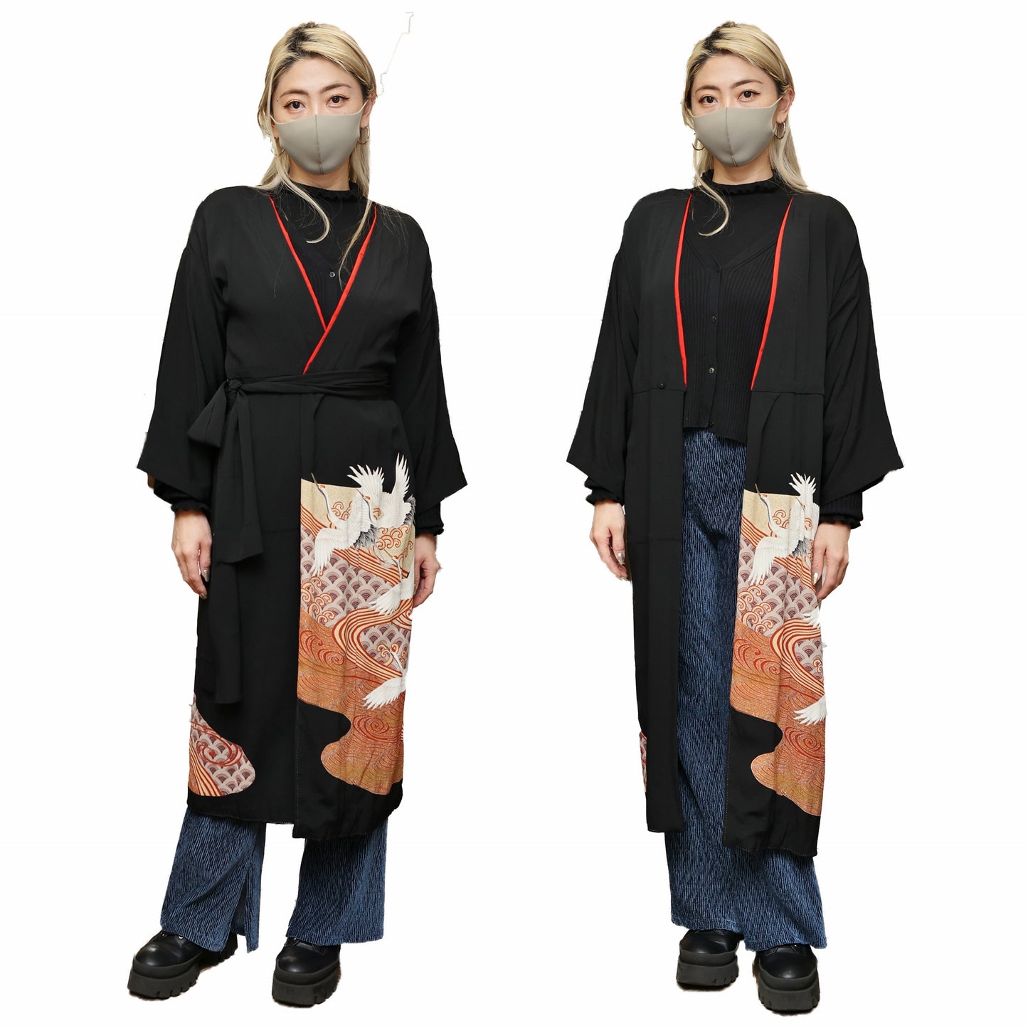 Black Kimono dress, Black kimono wrap dress, Black wrap dress, Kimono style wrap dress, Japanese kimono dresses, Kimono sleeve wrap dress, Free shipping