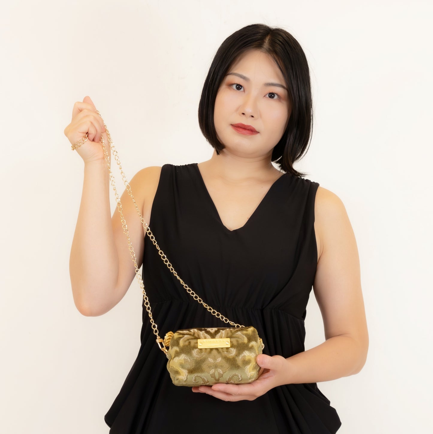 Boxy Zipper Pouch, Luxury zipper pouch, Mini Pouch, Green Mini bag, Fabric pouch, Fabric pochette, Mini pochette, Kinkazanori fabric, Free Shipping