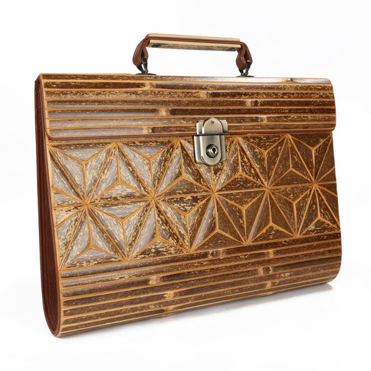 Bamboo briefcase, Japanese bamboo briefcase, Leather bamboo briefcase, Mens briefcase, Handmade briefcase, Luxury briefcase, Free shipping
