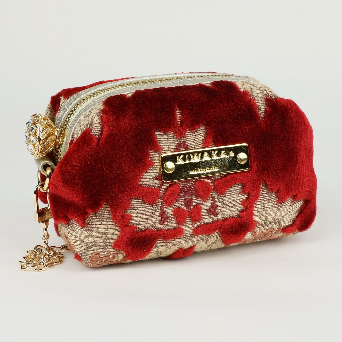 Boxy Zipper Pouch, Luxury zipper pouch, Mini Pouch, Red Mini bag, Fabric pouch, Fabric pochette, Mini pochette, Kinkazanori fabric, Free Shipping