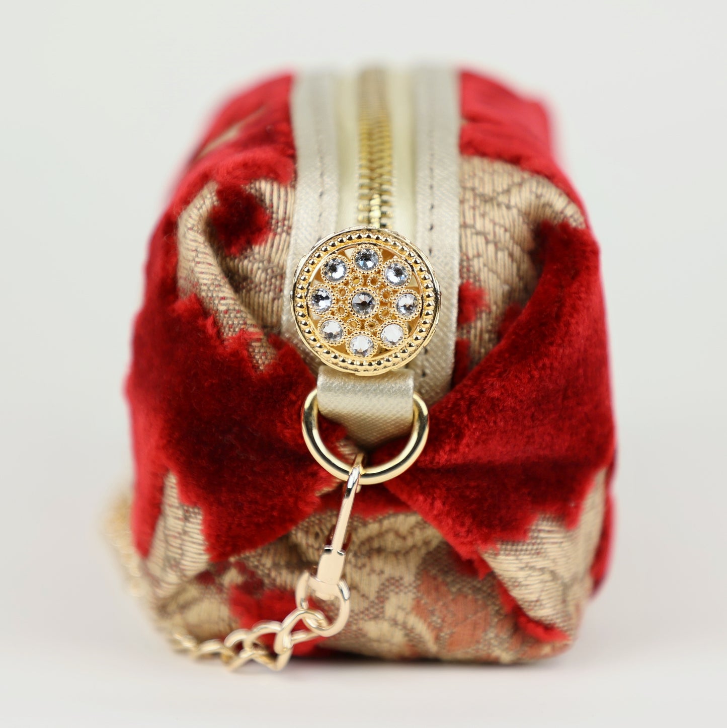 Boxy Zipper Pouch, Luxury zipper pouch, Mini Pouch, Red Mini bag, Fabric pouch, Fabric pochette, Mini pochette, Kinkazanori fabric, Free Shipping