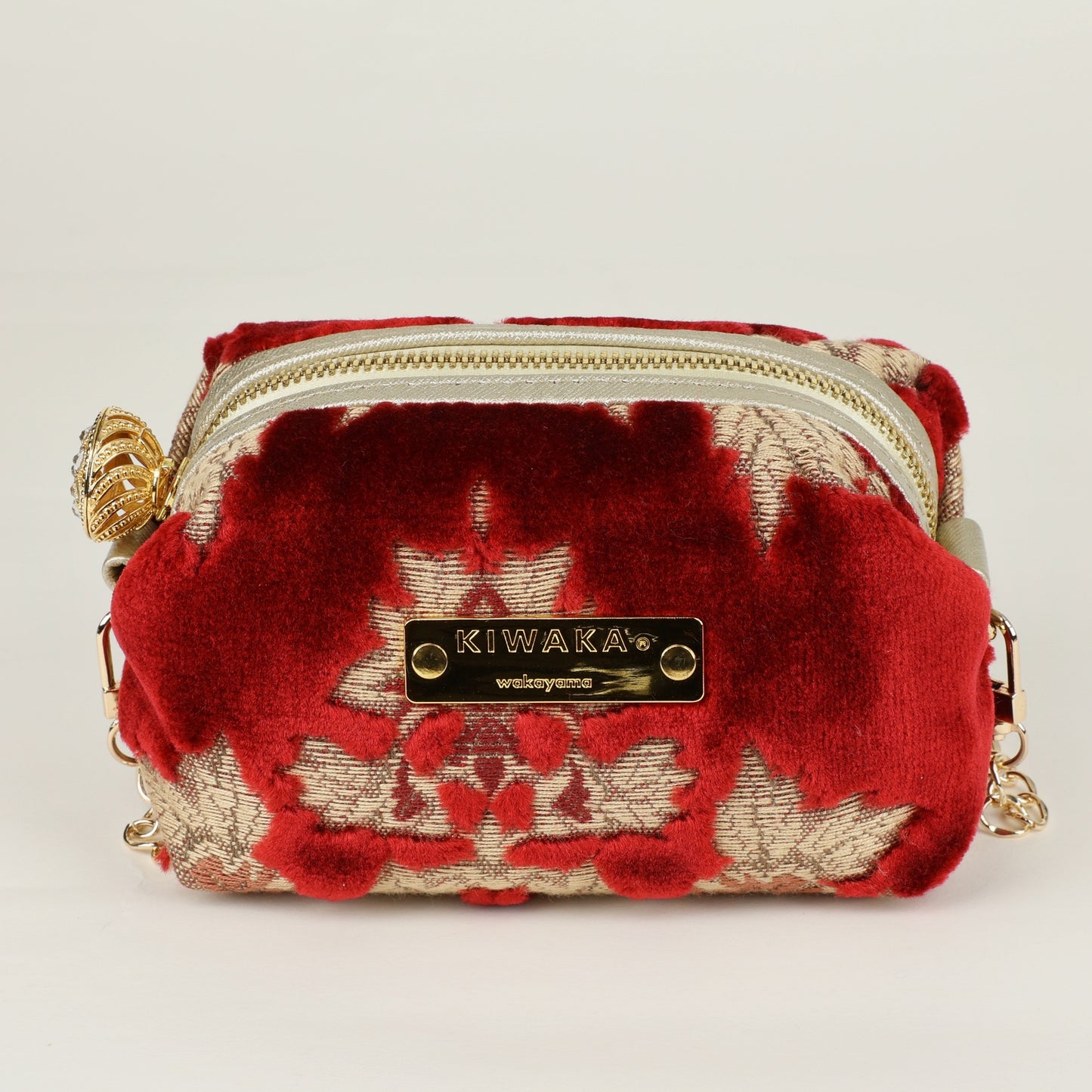 Boxy Zipper Pouch, Luxury zipper pouch, Mini Pouch, Red Mini bag, Fabric pouch, Fabric pochette, Mini pochette, Kinkazanori fabric, Free Shipping