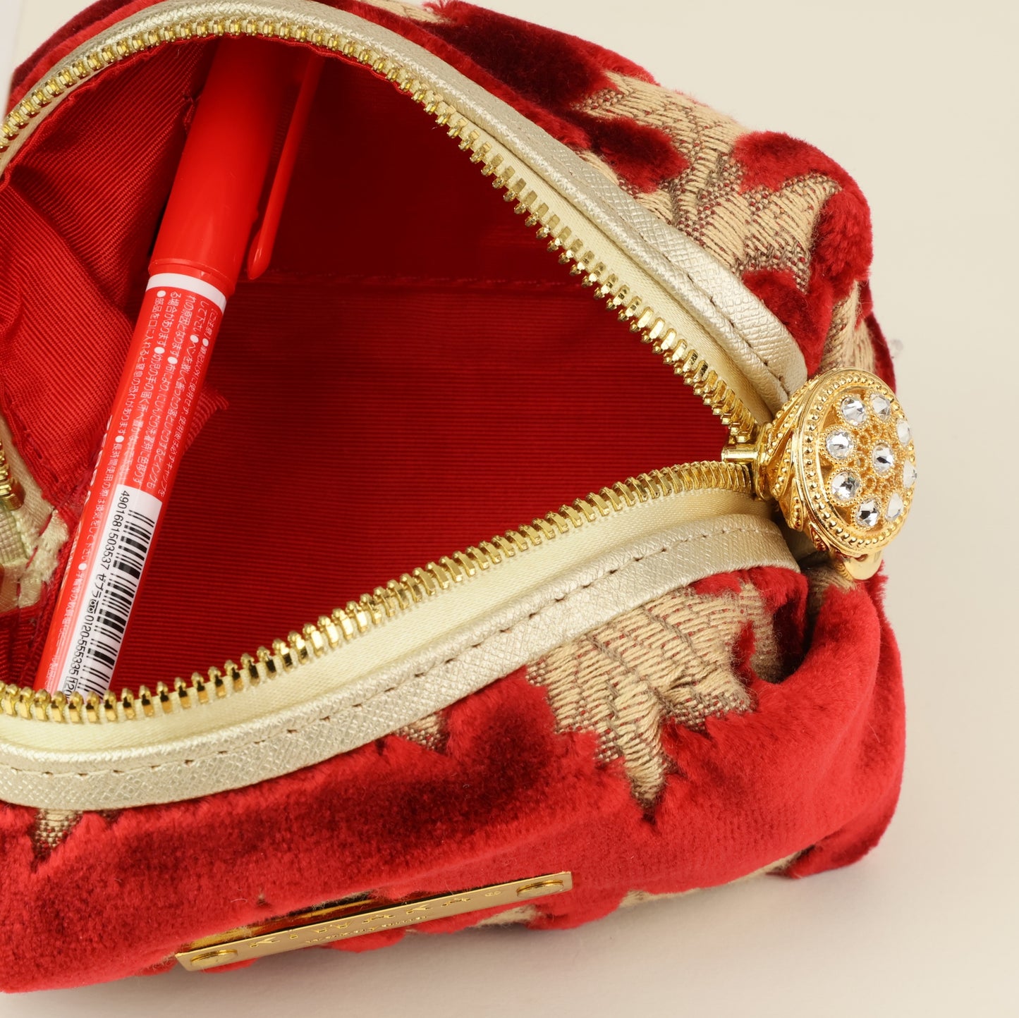 Boxy Zipper Pouch, Luxury zipper pouch, Mini Pouch, Red Mini bag, Fabric pouch, Fabric pochette, Mini pochette, Kinkazanori fabric, Free Shipping