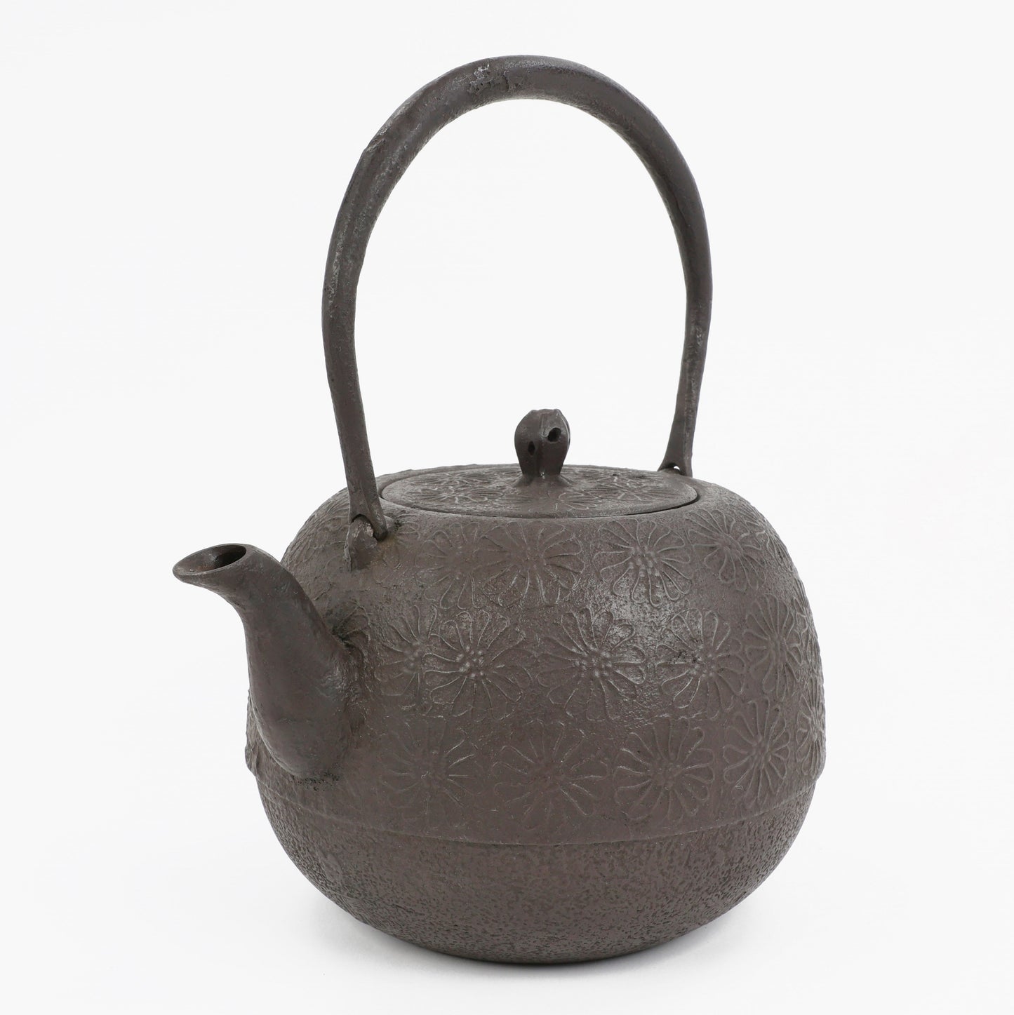 Tetsubin, Cast iron kettle, Japanese tetsubin, Tetsubin teapot, Tetsubin kettle, Cast iron teapot from Japan, Cast iron teapot, Nambutekki, Maru-natsume, 2.2L, Chrysanthemum pattern, Free Shipping