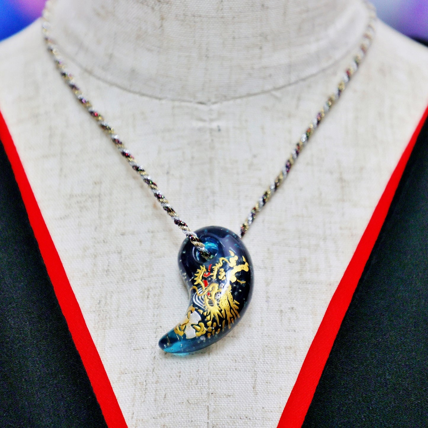 Magatama, Japanese talisman, Magatama pendant, Spiritual protection, Japanese charm, Talisman charm, Magatama charm, Orgonite protection, Navy Magatama, handmade charm, handmade magatama, made in japan, free shipping