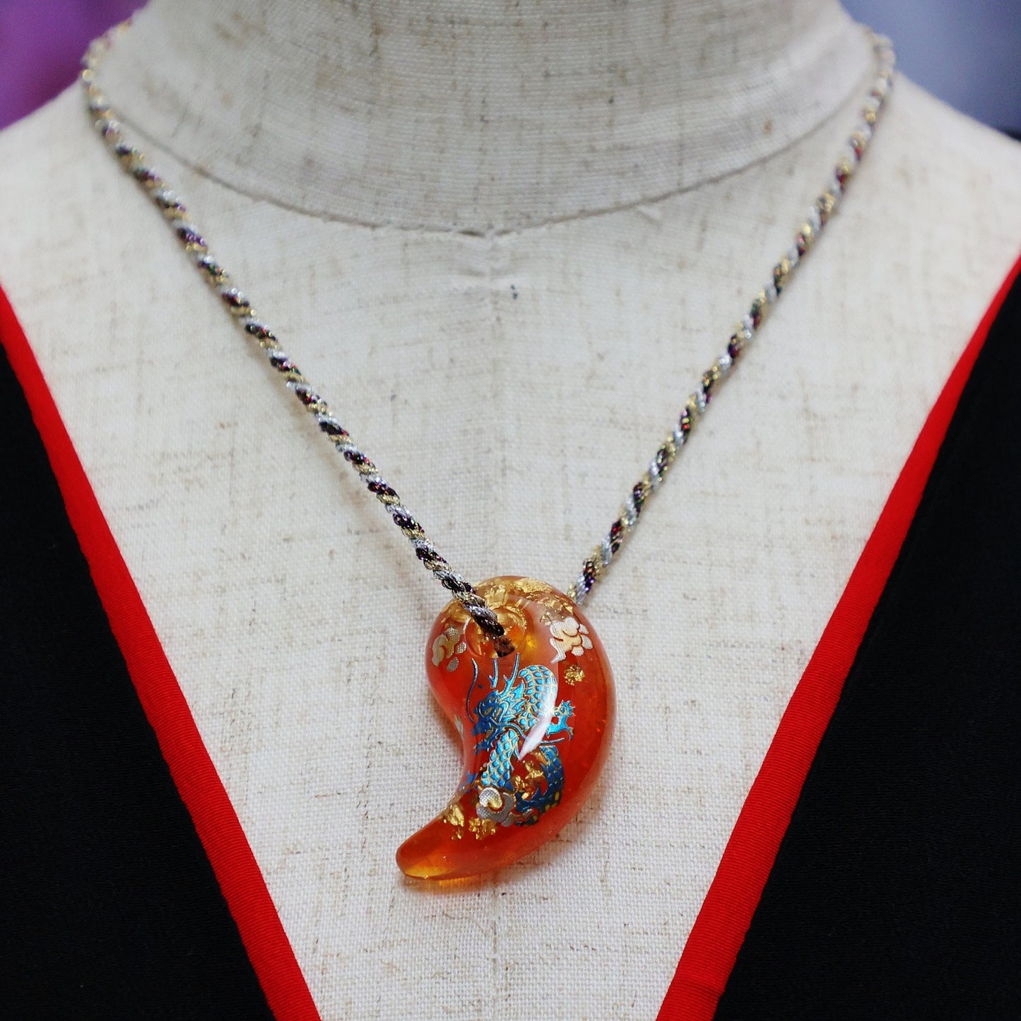 Magatama, Orange Magatama, Japanese talisman, Magatama pendant, Spiritual protection, Japanese charm, Talisman charm, Magatama charm, orgonite protection, Orange Magatama, handmade charm, handmade magatama, made in japan, free shipping