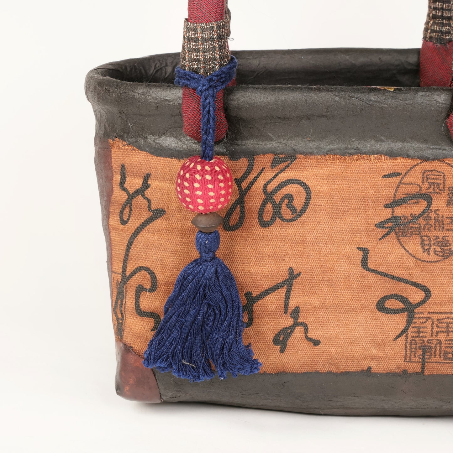 Ikkanbari, Traditional Japanese bag, Ikkanbari bag, Handmade Japanese bag, kimono bag, Japanese basket, Camellia pattern Japanese basket, Free Shipping