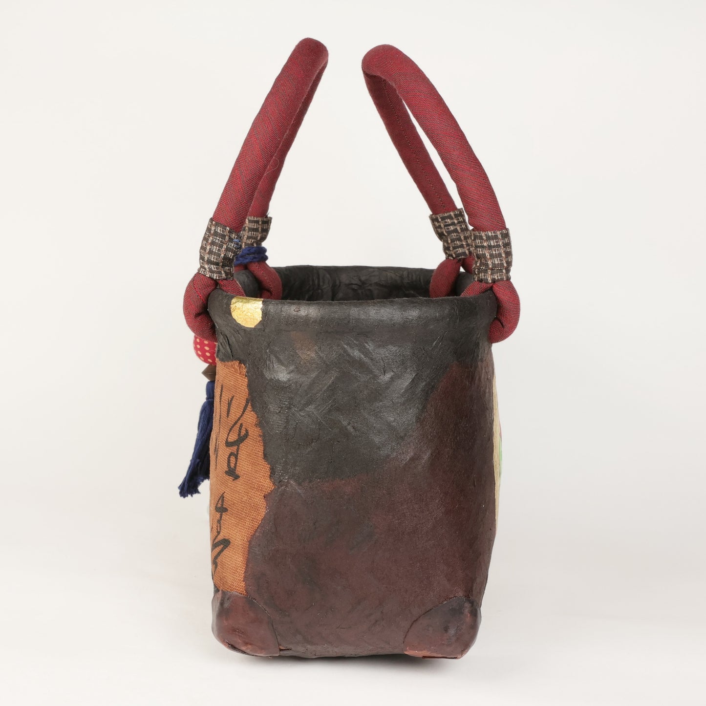 Ikkanbari, Traditional Japanese bag, Ikkanbari bag, Handmade Japanese bag, kimono bag, Japanese basket, Camellia pattern Japanese basket, Free Shipping