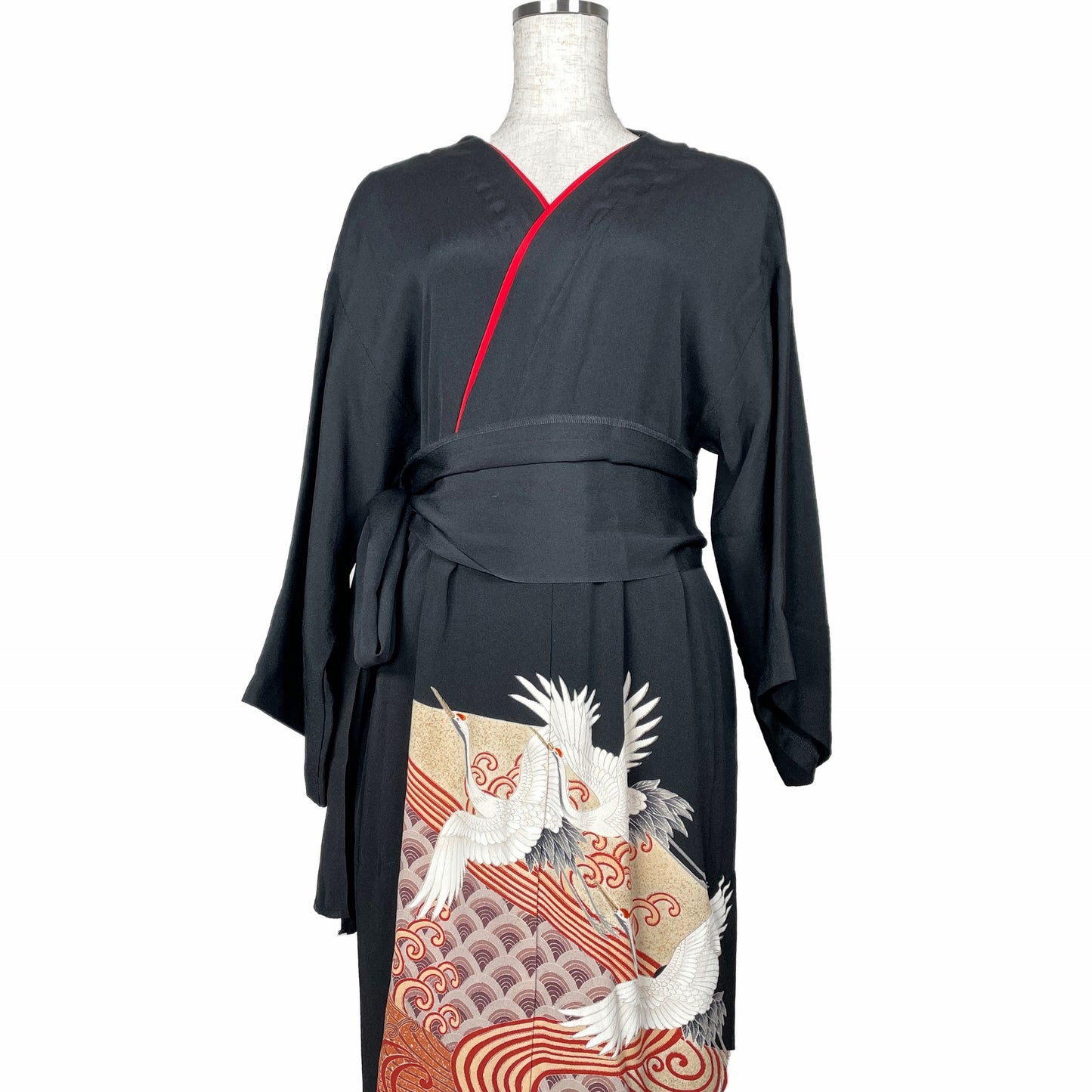 Black Kimono dress, Black kimono wrap dress, Black wrap dress, Kimono style wrap dress, Japanese kimono dresses, Kimono sleeve wrap dress, Free shipping