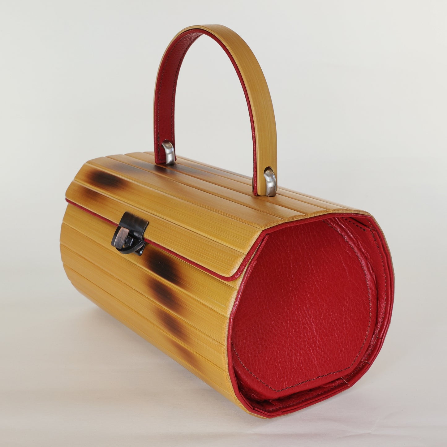 Round Handbag , Bamboo Handbag, Cylinder Handbag, Handmade, Made in Japan, Japanese Handbag, Bamboo Bag , Gift for women, Womens Gift