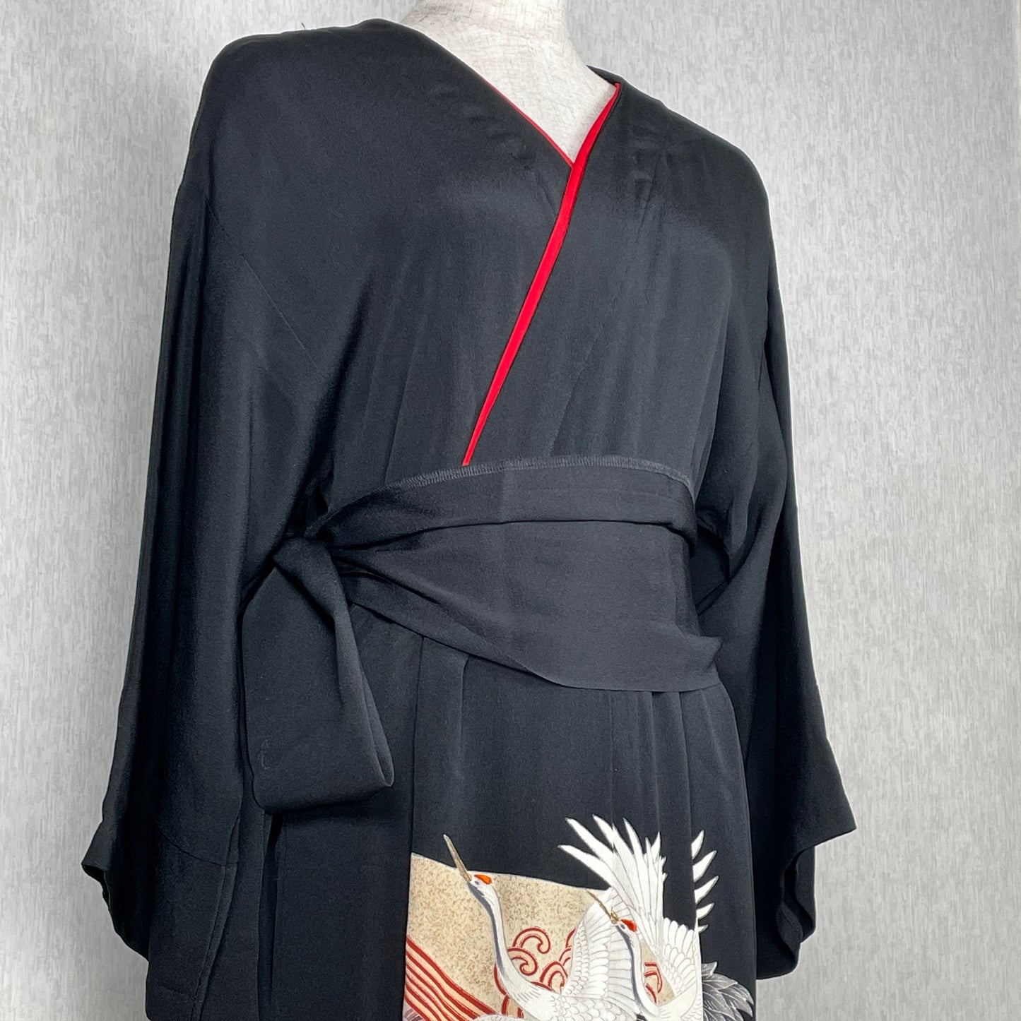 Black Kimono dress, Black kimono wrap dress, Black wrap dress, Kimono style wrap dress, Japanese kimono dresses, Kimono sleeve wrap dress, Free shipping